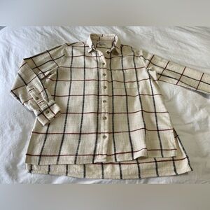 Madewell Flannel Oversized Ex-Boyfriend Shirt Windowpane SZ XS.